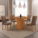 Ver imagem 1 de Mesa de Jantar Eloise 90cm Tampo MDF Laminado Canto Copo com 4 Cadeiras Lisa