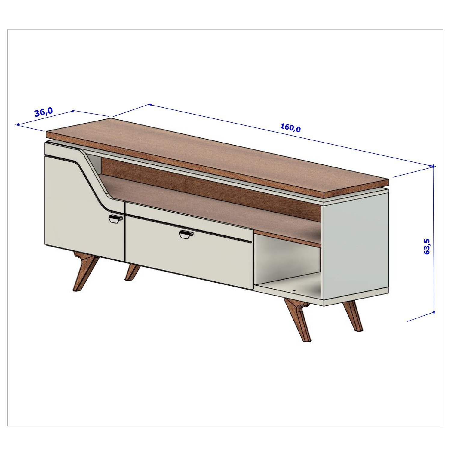 Rack Para Tvs até 65 Pol Sevilha Design Curvo e com Frisos Decorativos 1 Porta 1 Gaveta - 3