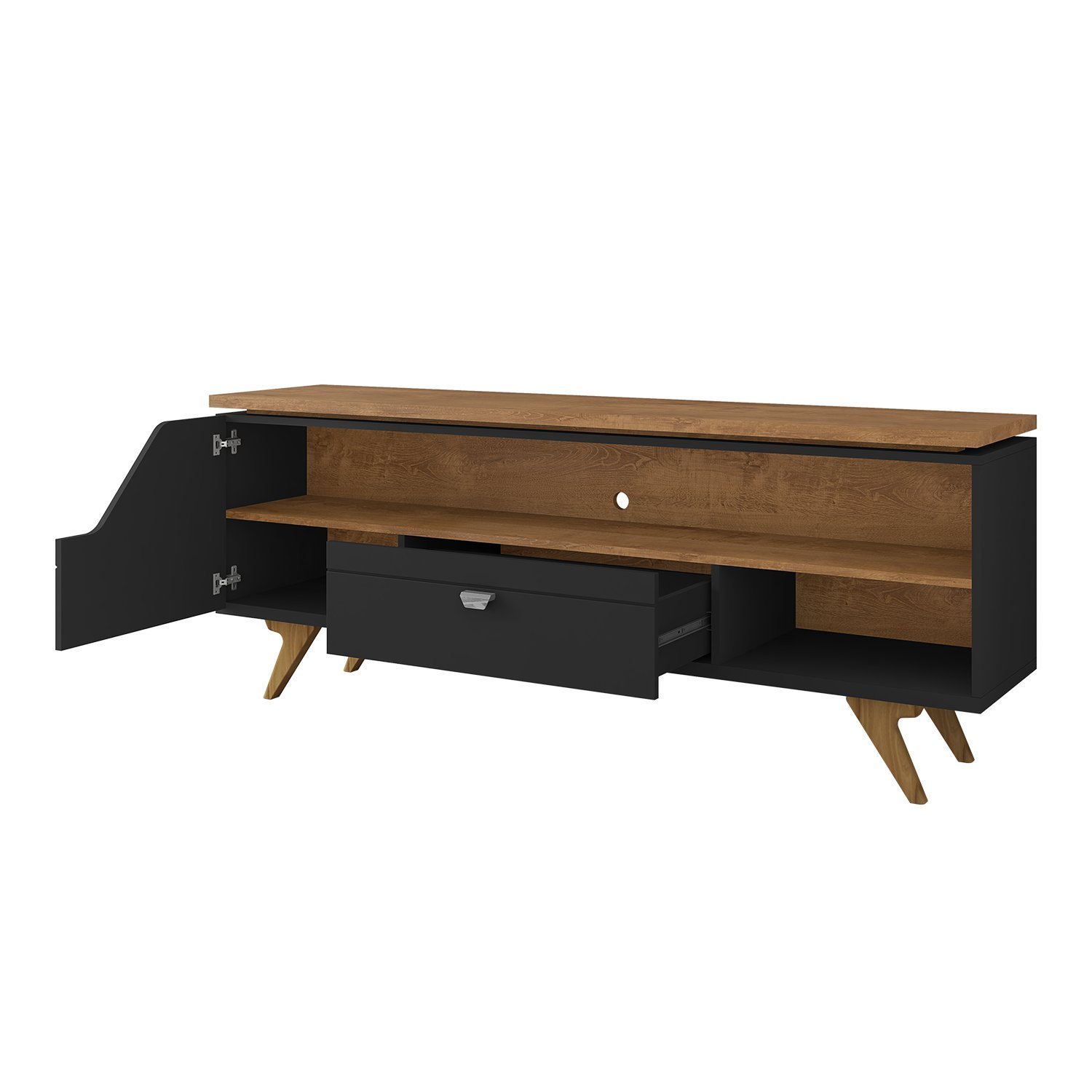 Rack Para Tvs até 65 Pol Sevilha Design Curvo e com Frisos Decorativos 1 Porta 1 Gaveta - 4