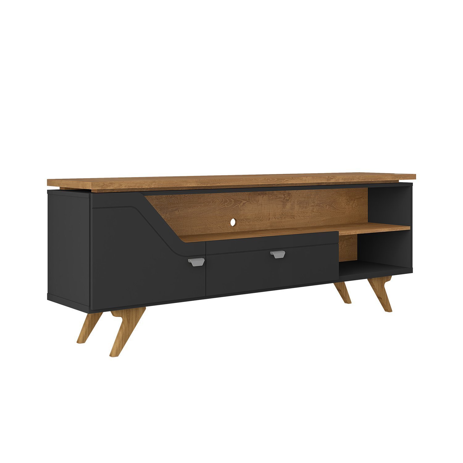 Rack Para Tvs até 65 Pol Sevilha Design Curvo e com Frisos Decorativos 1 Porta 1 Gaveta - 5