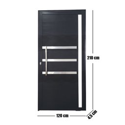 Porta Pivotante de Alumínio 210 x 120cm com Friso e Vidro Veneza Esquadrias Bergamo - 5