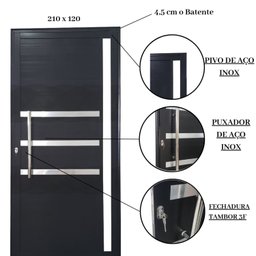 Porta Pivotante de Alumínio 210 x 120cm com Friso e Vidro Veneza Esquadrias Bergamo - 4