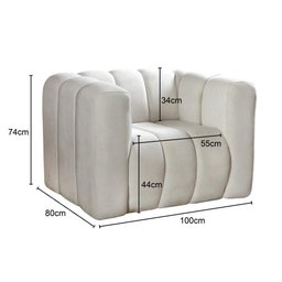 Poltrona Mona Decorativa Moderna Sala de Estar Recepção Bouclê Bege - 6