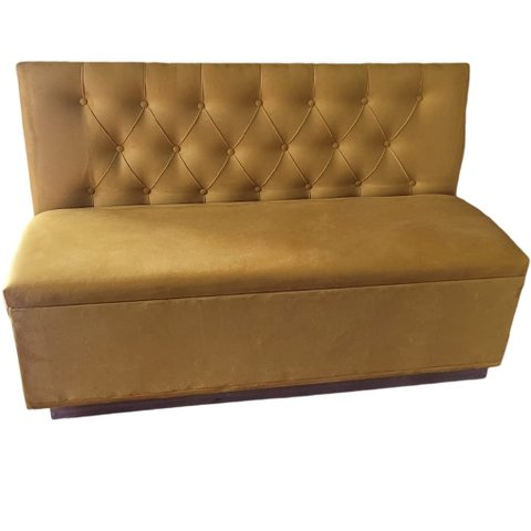 Poltrona Booth 1,50cm com Recuo Sued Mostarda