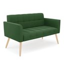 Ver imagem 7 de Kit 1 Sofá Namoradeira e 1 Poltrona Elisa Suede Pés Palito Natural - D'Rossi Cor Verde