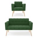 Ver imagem 1 de Kit 1 Sofá Namoradeira e 1 Poltrona Elisa Suede Pés Palito Natural - D'Rossi Cor Verde
