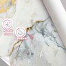 Papel de Parede Painel 3D Mármore Branco e Amarelo 4M Auto Colante Lavável Revestimento - 4