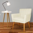 Ver imagem 2 de Poltrona Decorativa Elegante Cecília Recepção Escritório Sala de Estar Suede Marfim