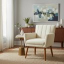 Ver imagem 1 de Poltrona Decorativa Elegante Cecília Recepção Escritório Sala de Estar Suede Marfim