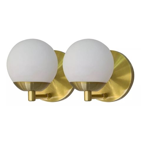 Kit 2 Arandela Dourado Jabuticaba Globo 12cm com Interruptor