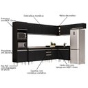 Ver imagem 3 de Armário de Cozinha Modulada de Canto 8 Peças CP09 Balcão com Pia Inox Preto - Lumil Lumil Móveis
