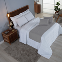 Ver imagem 5 de Kit 5 Pçs Peseira Cama Casal King Comfort Almofadas Cheias Matelado Ultrassônico Microfibra Cinza