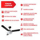 Ver imagem 2 de Ventilador de Teto Citrino Preto 3 Pás Tron 220v