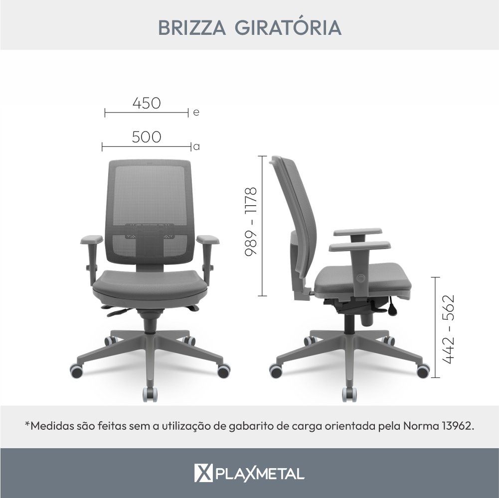 Cadeira Escritório Presidente Brizza NR17 com Encosto Regulável Piramidal - 4