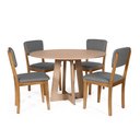 Ver imagem 1 de Mesa de Jantar Redonda Montreal Jade com 4 Cadeiras Estofadas Ella Cinza Escuro