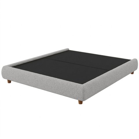 Cama Casal Japonesa Pés Madeira 154cm Firenze Bouclé Cinza Claro - Nexta Casa