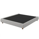 Ver imagem 1 de Cama Casal Japonesa Pés Madeira 154cm Firenze Bouclé Cinza Claro - Nexta Casa