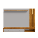 Ver imagem 2 de Painel Ripado Autêntico para TV até 80 Polegadas 2 Gavetas com Friso Decorativo Luminária LED Cascat