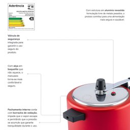 Panela de Pressão Antiaderente 3l Vermelho Nacional - 2