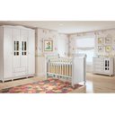 Ver imagem 1 de Quarto de Bebê com Guarda Roupa 4 Portas, Cômoda Fraldário e Berço Mini Cama Ariel Espresso Móveis Branco