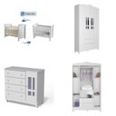 Ver imagem 2 de Quarto de Bebê com Guarda Roupa 4 Portas, Cômoda Fraldário e Berço Mini Cama Ariel Espresso Móveis Branco