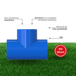 5 Unidades Tee para Irrigação Dn 35mm Pvc Azul Durín - 2