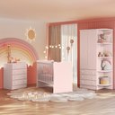 Ver imagem 1 de Quarto de Bebê Doce Sonho Completo Qmovi Rosa Acetinado + Colchão Ortobom
