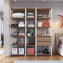 Ver imagem 1 de Guarda Roupa Closet 3 Peças com 2 Gavetas e 14 Nichos Easy Bege/Branco/Montana