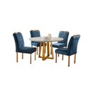 Ver imagem 2 de Conjunto Sala de Jantar 4 Lugares Mesa Redonda 1,2m e 4 Cadeiras Azul Turquesa Escuro