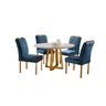 Conjunto Sala de Jantar 4 Lugares Mesa Redonda 1,2m e 4 Cadeiras Azul Turquesa Escuro - 2
