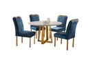 Ver imagem 2 de Conjunto Sala de Jantar 4 Lugares Mesa Redonda 1,2m e 4 Cadeiras Azul Turquesa Escuro