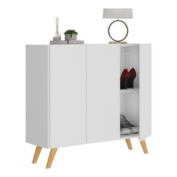 Sapateira Retrô 3 Portas Nina Multimóveis Mp6018 Branca/natural - 2