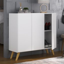 Sapateira Retrô 3 Portas Nina Multimóveis Mp6018 Branca/natural - 1