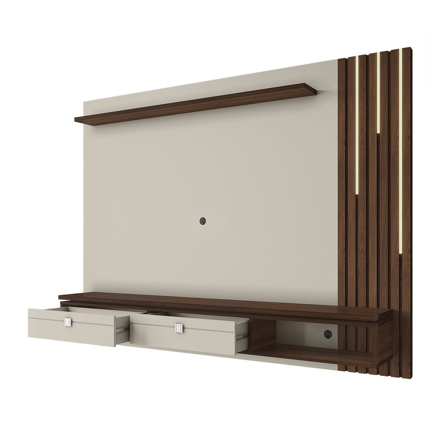 Painel Ripado Autêntico para TV até 80 Polegadas 2 Gavetas com Friso Decorativo Luminária LED Cascat - 2