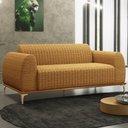 Ver imagem 2 de Kit Sofá 3 Lugares 210cm com Poltrona Molino Base Castanho Pés D'ouro D02 Prime Bouclê Mostarda Pb-0