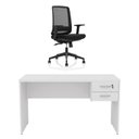 Ver imagem 1 de Kit Mesa de Escritório 140x60cm com Gaveta + Cadeira Netflex Ergonômica