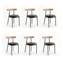 Ver imagem 3 de Cadeira Sala de Jantar Kit 6 Lizzie Base Tubular Preto Encosto Castanho PU D03 - D'Rossi