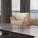 Ver imagem 1 de Poltrona de Madeira Eucalipto, Com Braço e Almofada, Estofada Jade