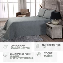 Jogo de Cama Casal Queen com Colcha e Porta Travesseiro - 4