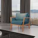 Ver imagem 1 de Poltrona de Madeira Eucalipto, Com Braço e Almofada, Estofada Jade