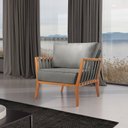 Ver imagem 1 de Poltrona de Madeira Eucalipto, Com Braço e Almofada, Estofada Jade