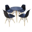 Ver imagem 1 de Conj Mesa Eames Dsw 70cm Redondo com 4 Cad Eames Dsw Tp Preto - Preto