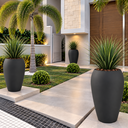 Ver imagem 2 de Vaso Vietnamita Fibra de Vidro Tóquio g 74cm Grande Plantas Preto Fosco