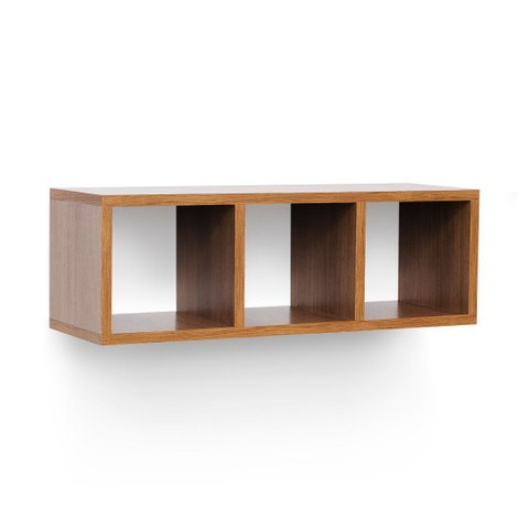 Nicho Retangular Triplo (Selo Fsc) 60 x 20 cm Mel com Suportes Embutidos e Kit para Fixação