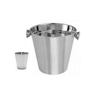 Balde de Gelo Pequeno 1,1l e Copinho Dosador 30ml Aço Inox