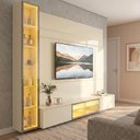 Ver imagem 1 de Estante Home Theater para TV até 84 Polegadas Suspensa 2 Portas com LED e Vidro Reflecta 255x218cm