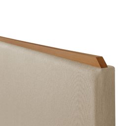Cabeceira Cama Box Queen 1,60m Estofada Detalhe em Madeira Java Linho Capuccino - 3
