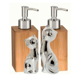 Kit 2 Porta Sabonete Líquido Bambu e Enfeite Casal Gato - 1