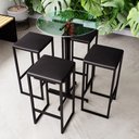 Ver imagem 1 de Conjunto Mesa Alta Bar Bistrô Redonda Vidro 4 Bancos Estofado Don Castro Decor