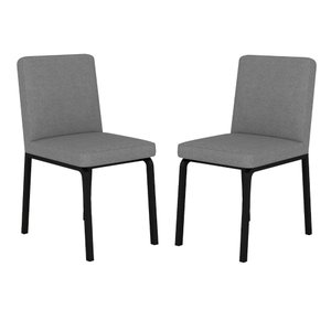 Kit 2 Cadeiras Industrial Pequim Preto/linho Cinza - Móveis Arapongas Preto Fosco/linho Cinza